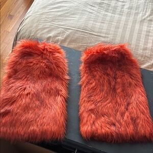 Faux Fur Leg Warmers in Vibrant Orange
